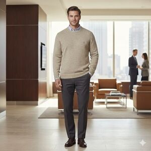 ​IZOD XXL Men’s Tan Marled Knit Crew Neck Sweater Pullover Classic Fit Soft